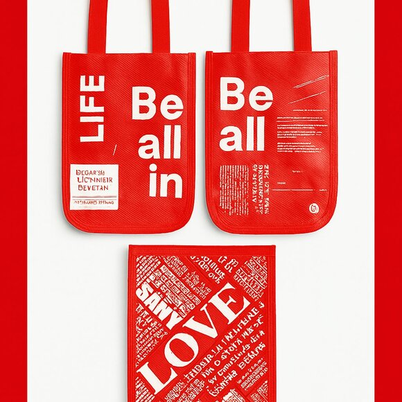 Lululeon Red Graphic Tote Bags 2 Totes - Picture 2 of 4